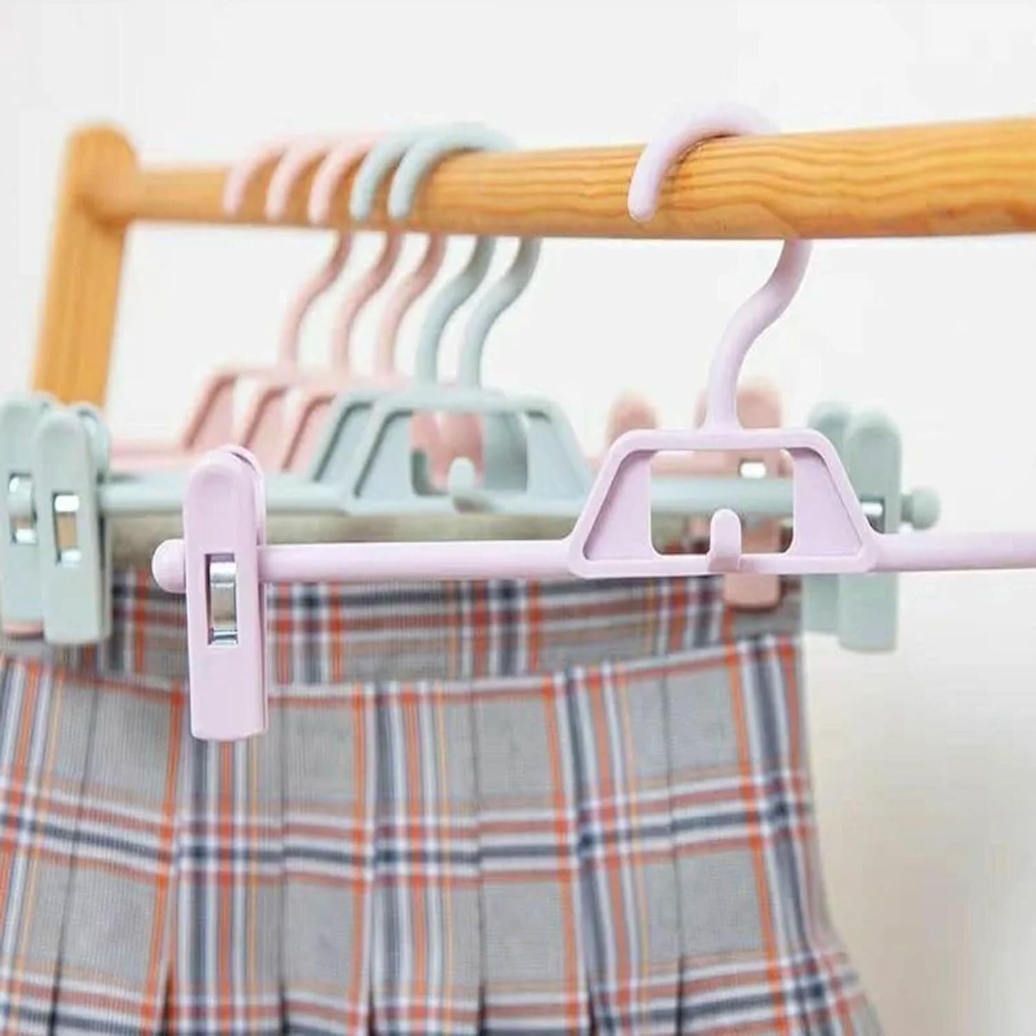 Perchas Percha De Plástico para El Hogar, Clips Ajustables Multifuncionales para Pantalones, Ahorra Espacio Perchas Ropa(Grün,20pcs)