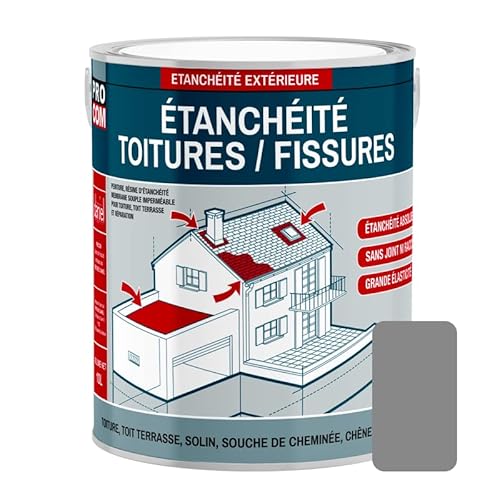 Peinture, résine d'étanchéité toiture, réparation tuiles, fissures, anti-fuites, décore, protège, plusieurs coloris PROCOM 0.75 litres Cover