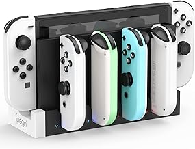 FYOUNG Charger for Switch &Switch OLED Joy Cons Controllers, Charging Dock Base Station for Switch Joycons with Indicator, Charger Station Stand for Joy Cons- White
