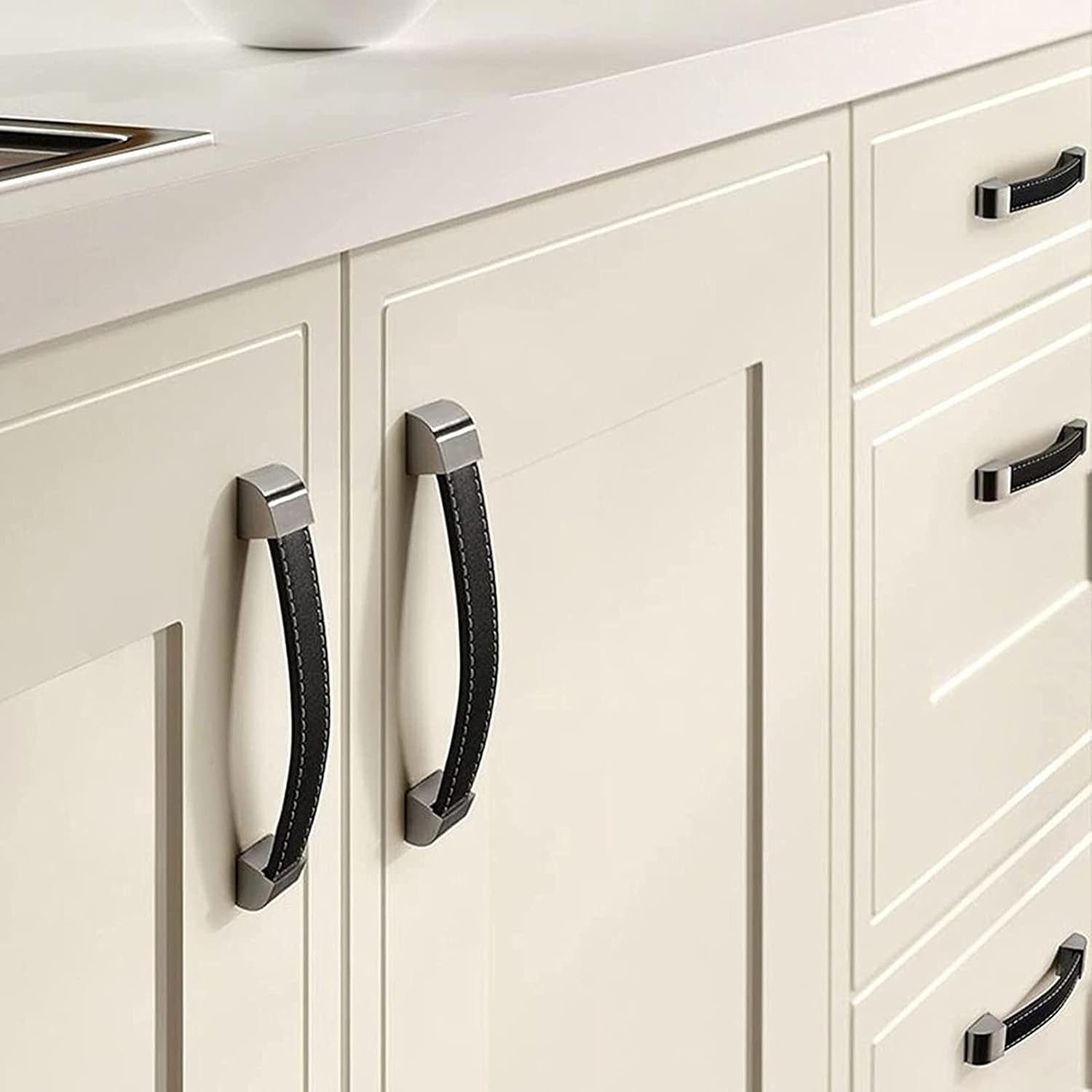 Skórzane uchwyty do szuflad, Cabinet Drawer Pulls Knob with Screws for Cabinet Cupboard Drawer