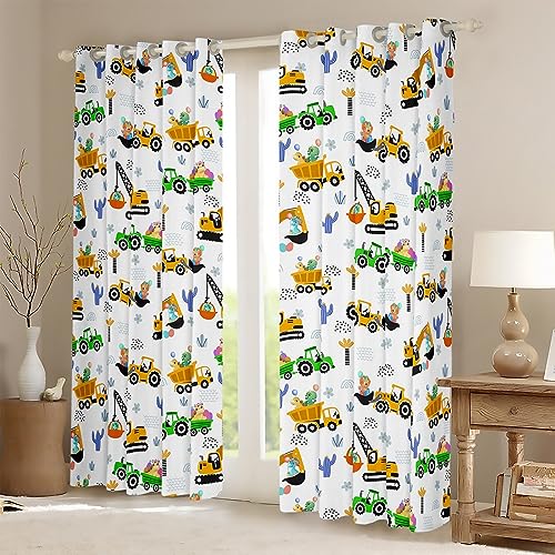 Homemissing Construction Vehicles Curtains for Bedroom Living Room Kids Equipment Trucks Blackout Curtains Boys Excavator Car Darkening Dreapes Construction Site Cars Window Treatments W46*L72 - Image 2
