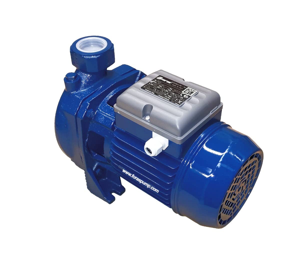FORAS Bomba centrífuga RA102 de 230 V – 1,14 kW – Bomba de alto rendimiento – 280 l/min, altura de extracción de 20,5 m – Flujo alto de 1,5 pulgadas con impulsor abierto (sólidos de 10 mm) para
