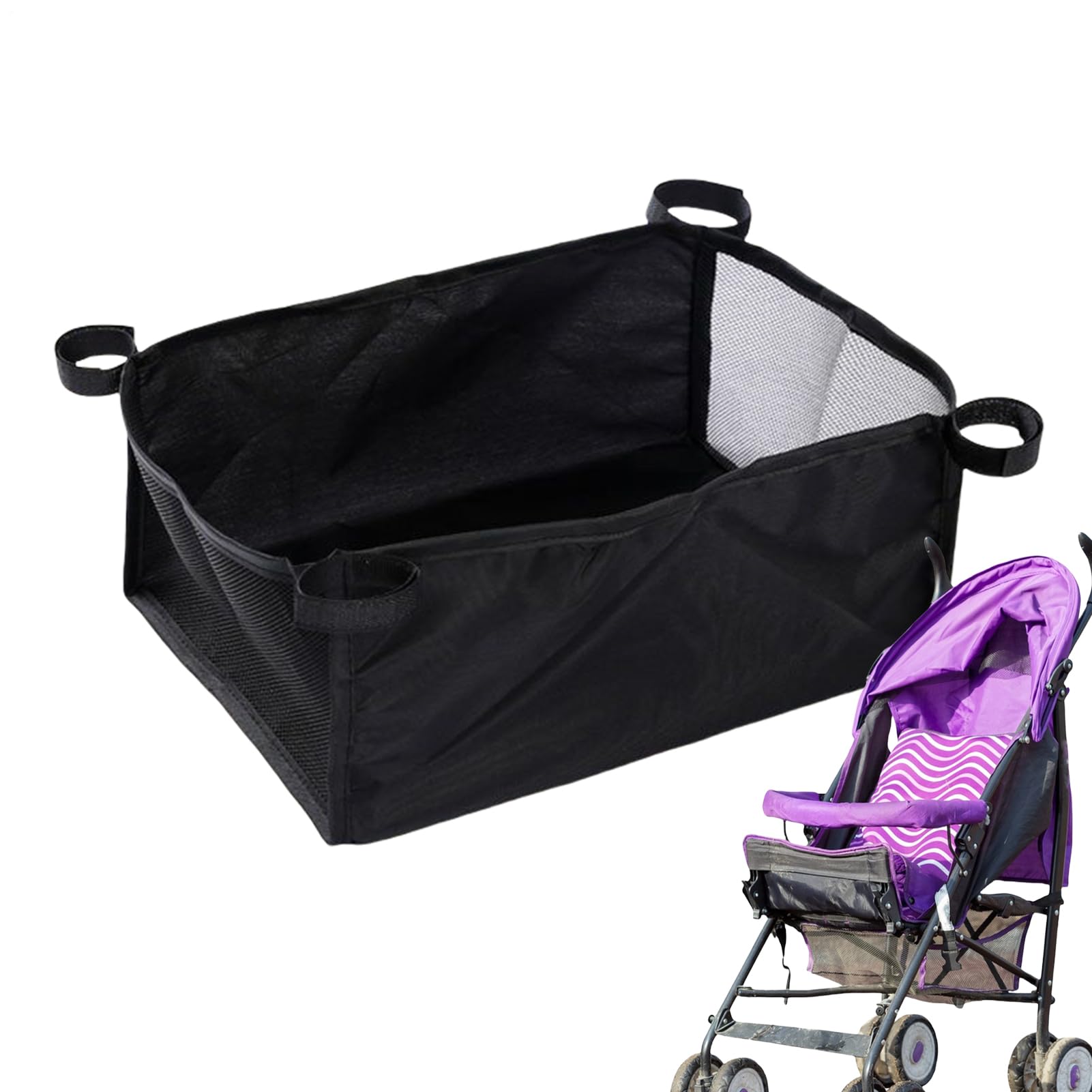 Panier Pour Poussette, Poches De Rangement Pour Poussette, Sac De Rangement PourPoussette En Tissu Oxford, Panier De Rangement En Réseau, Landaus PanierInférieur, Sac Inférieur DePoussette