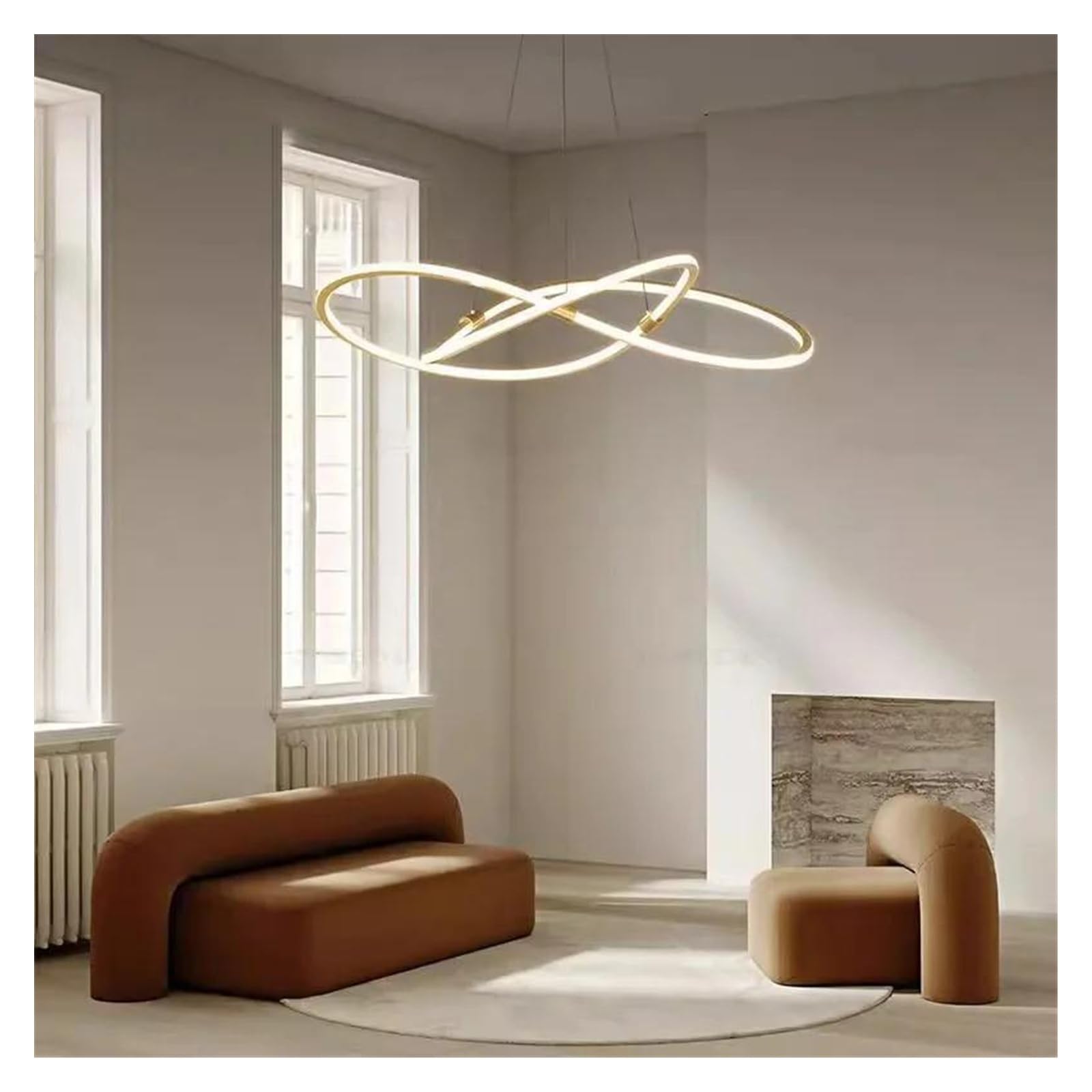 Lustre moderne cuivre doré suspension lumineuse salon chambre D60