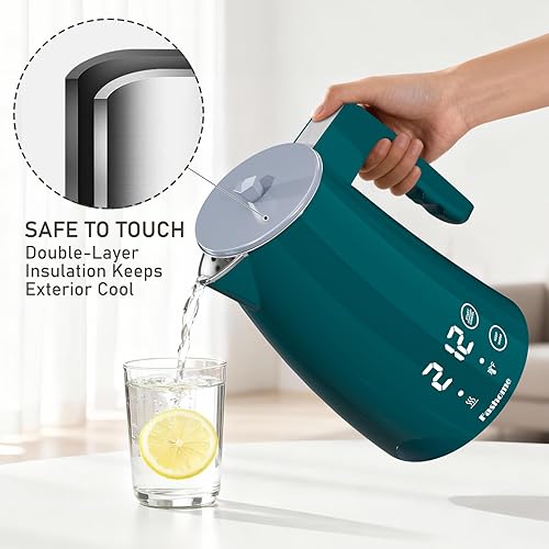 Miniatura 6 de Hervidor eléctrico con control de temperatura, 5 temperaturas preestablecidas, mantiene el calor 2 horas, caldera de agua silenciosa de 1200 W,