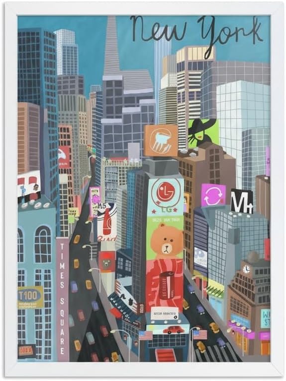 Cadre au choix 30x40 cm avec poster Times Square New York pour habiller facilement un mur vide