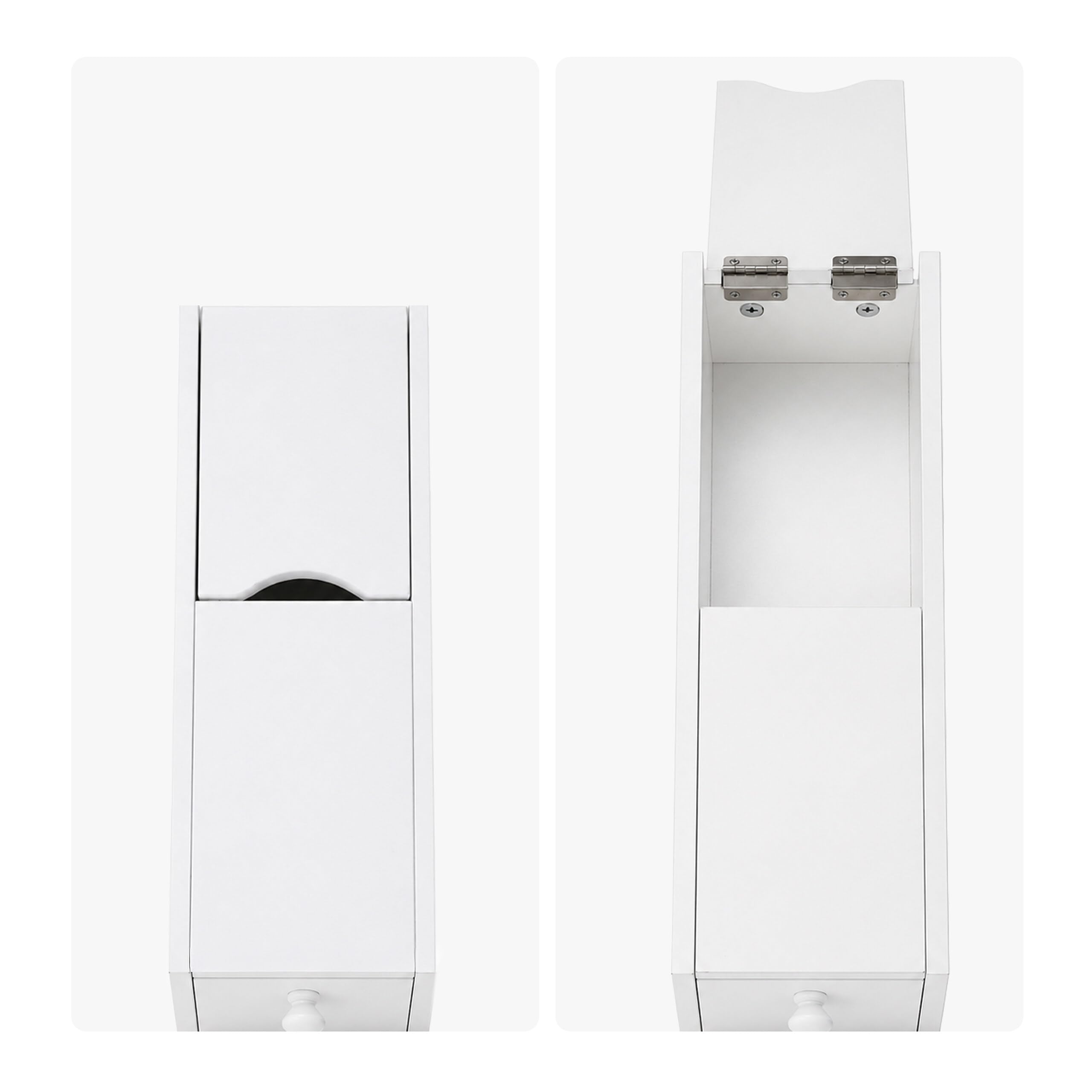 Relaxdays, mobile nicchia rollabile con cassetto e scomparti per bagno e cucina, 62 x 16 x 48 cm, truciolare bianco