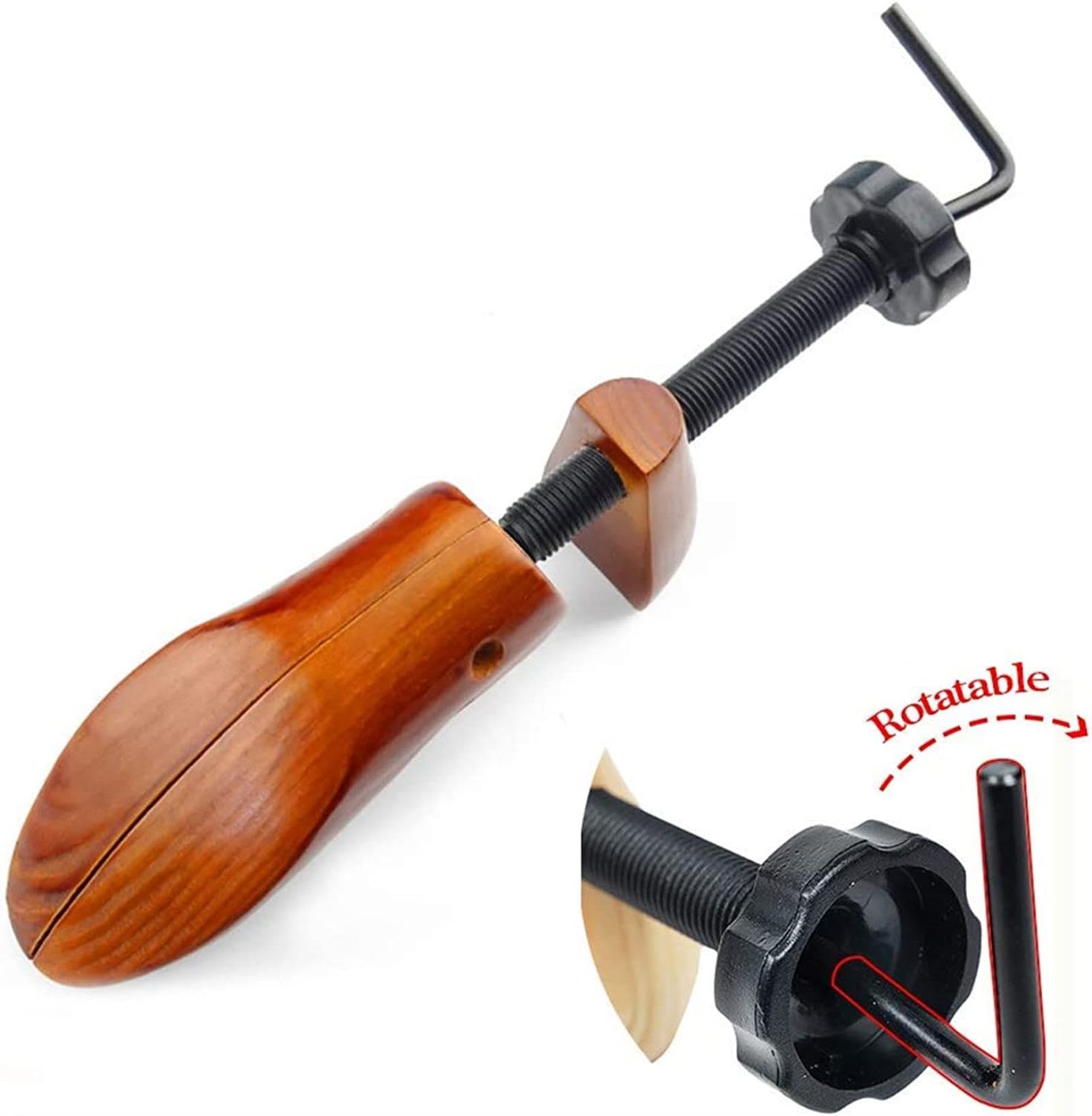 REVAHI Árbol de Zapatos de Madera Real Que Absorbe la Humedad Camilla de Zapatos con Espiral para el Cuidado de la Forma del Zapato, Tensor de Zapatos de Madera, Tensor de Tornillo Unisex
