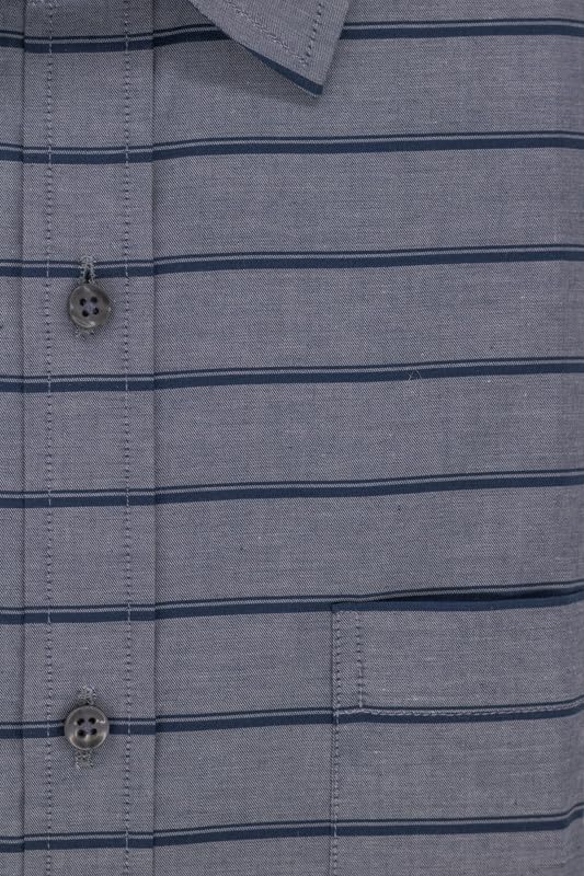 Image of 7-DAYS Men's Premium Striped Shirt - 100% Cotton, Tailored Fit (Between Slim & Regular), Full Sleeve, with Pocket - Smart Office & Casual Look