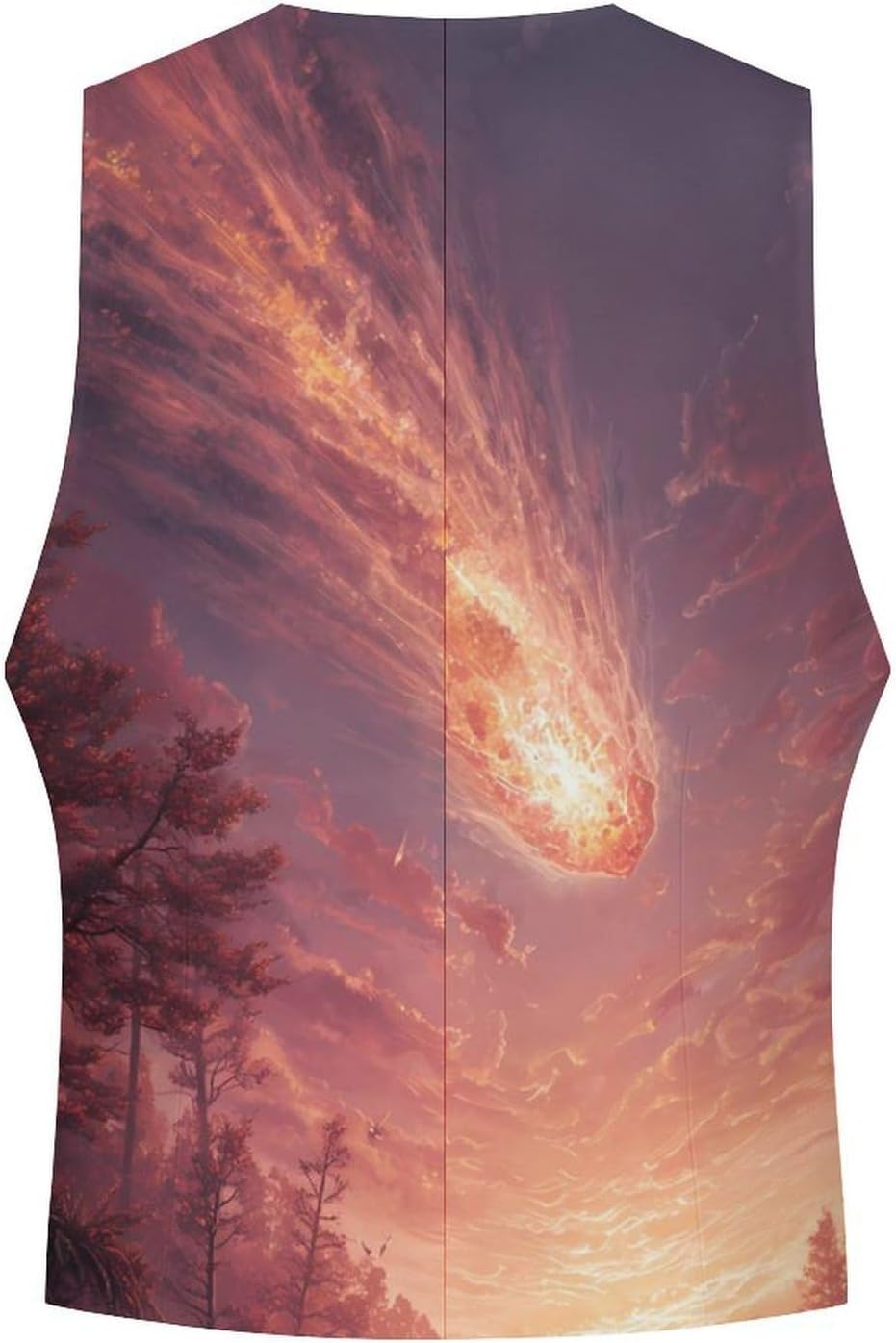 Planetary Impacting Fashion Suit Vest for Men Slim Fit Waistcoat Business Casual Dress Tuxedo