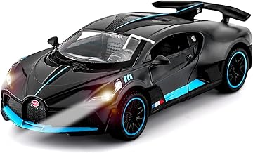 Brand Conquer 1:32 Bugatti Divo Metal Alloy Pull Back Car Diecast Electronic Toys with Openable Door sLights and Music,Decorative,Mini Vehicles Toys for Kids,Young Peoples Gift (Black)
