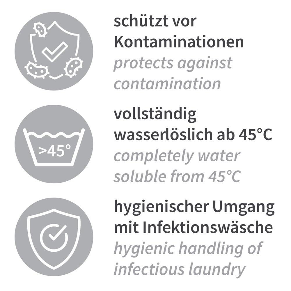 FRANZ MENSCH 200 Stück Hygostar Wäschebeutel Care | PVA, V: 60l, rot, L: 84cm, B: 66cm, Karton, Wäschesack, Wäschebeutel, Wäschtüte