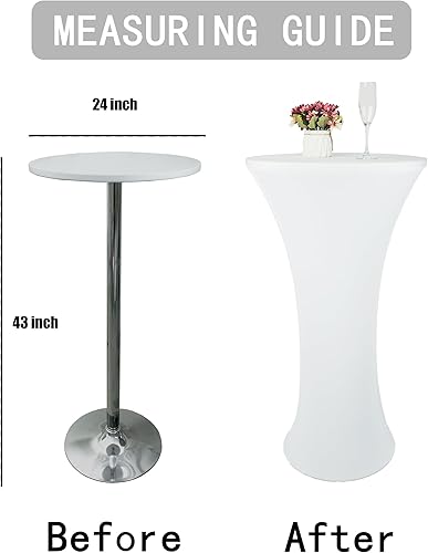 Miniatura 2 de TC LUDUAN Mantel de Mesa de Cóctel de Spandex Blanco de 24x43 Pulgadas Ajustado Mesa de Bar Redonda Elástico Highboy Cubiertas de Mesa de Cóctel