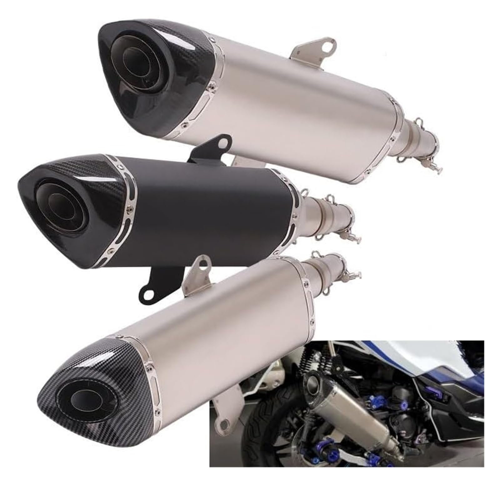 Auspuff Abgasanlage Für FORZA 300 350 2020 2021 2022 Carbon Fiber Escape System Ändern Mittleren Llink 51mm Schalldämpfer Rohr Motorrad Auspuff Motorrad(4)