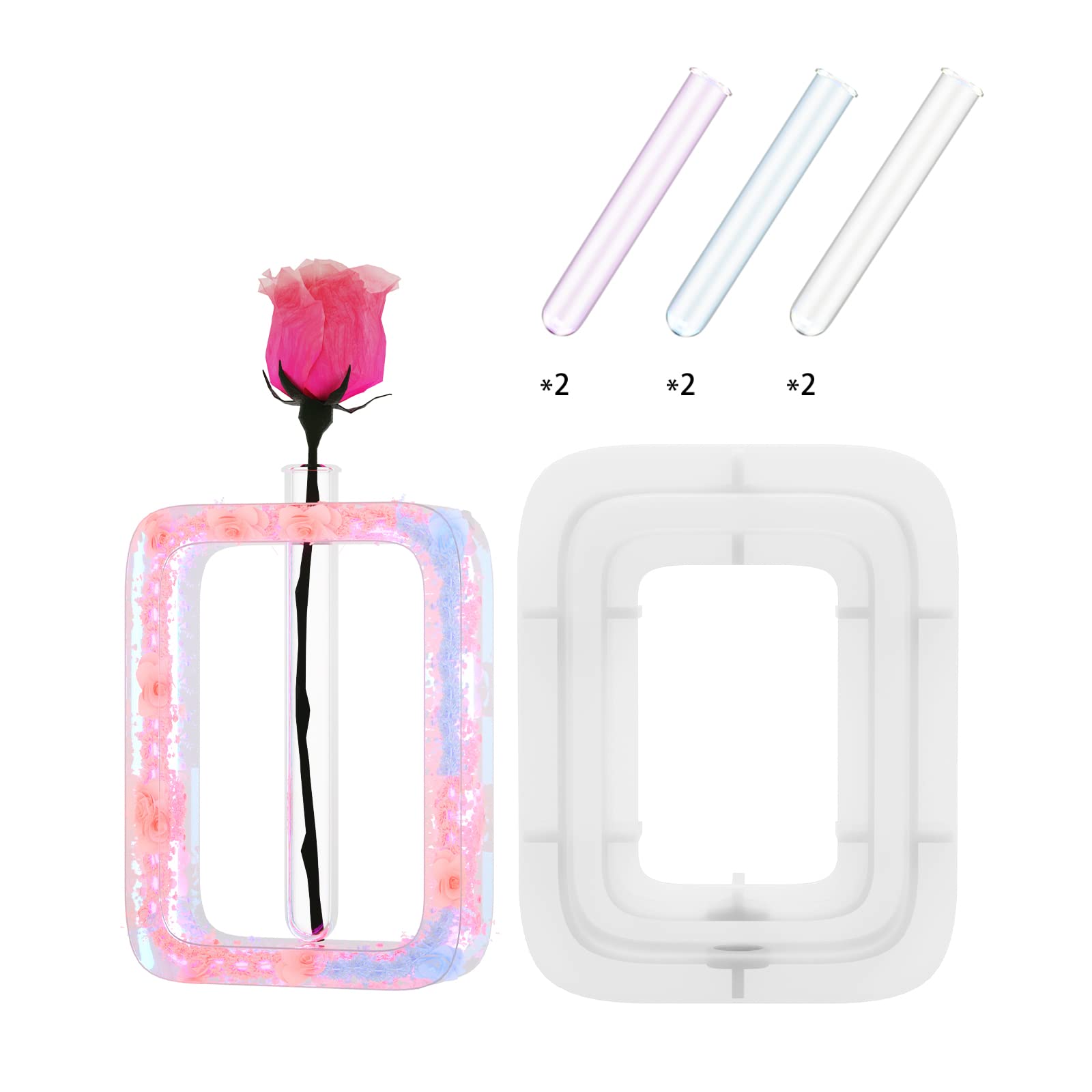 Lvtree Resin Mold for Plant Propagation Station, Silicone Rectangular Casting Molds with 6 Test Tubes, for DIY Resin Lovers and Beginners, for Hydroponic,Flower Holder,Home Office,DIY Home Decoration