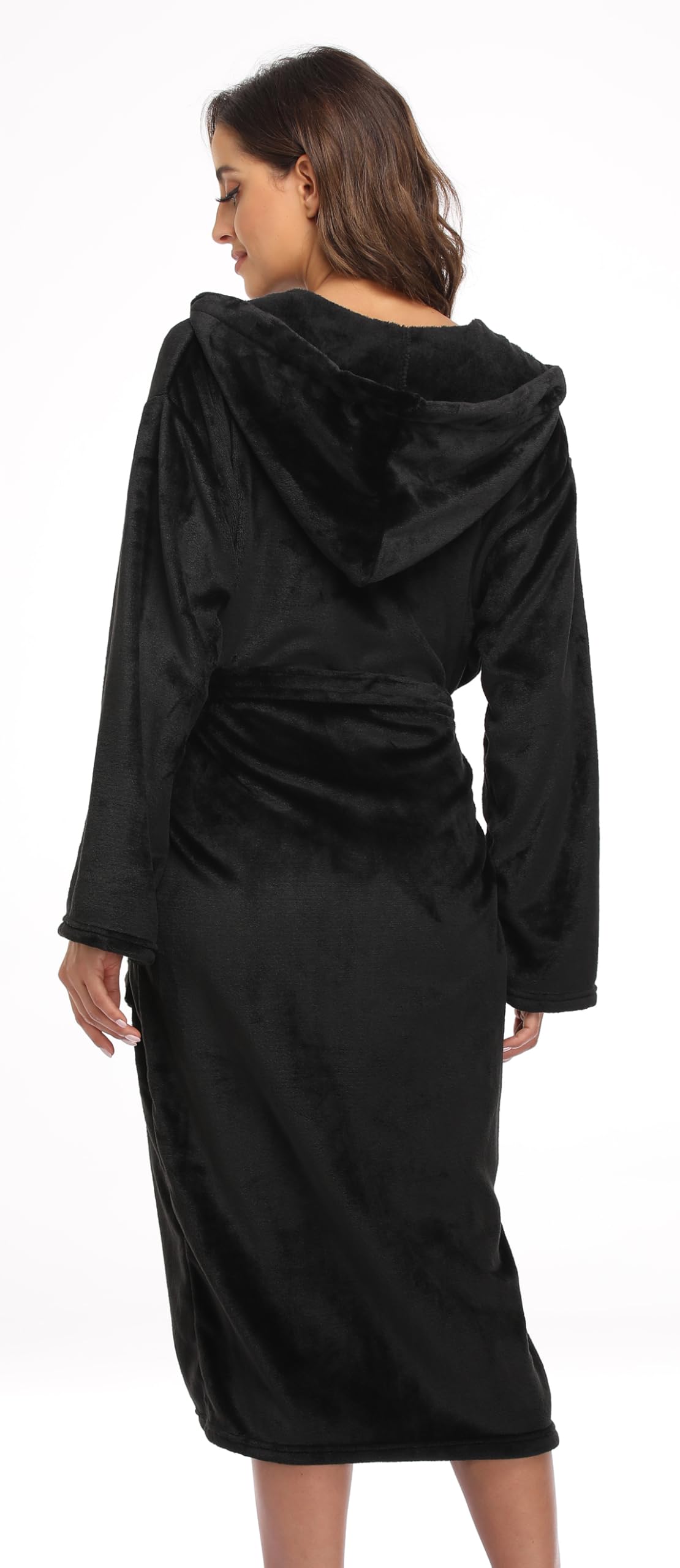 Accappatoio da donna in morbido pile lungo lungo e caldo, per doccia, spa, casa, kimono da donna