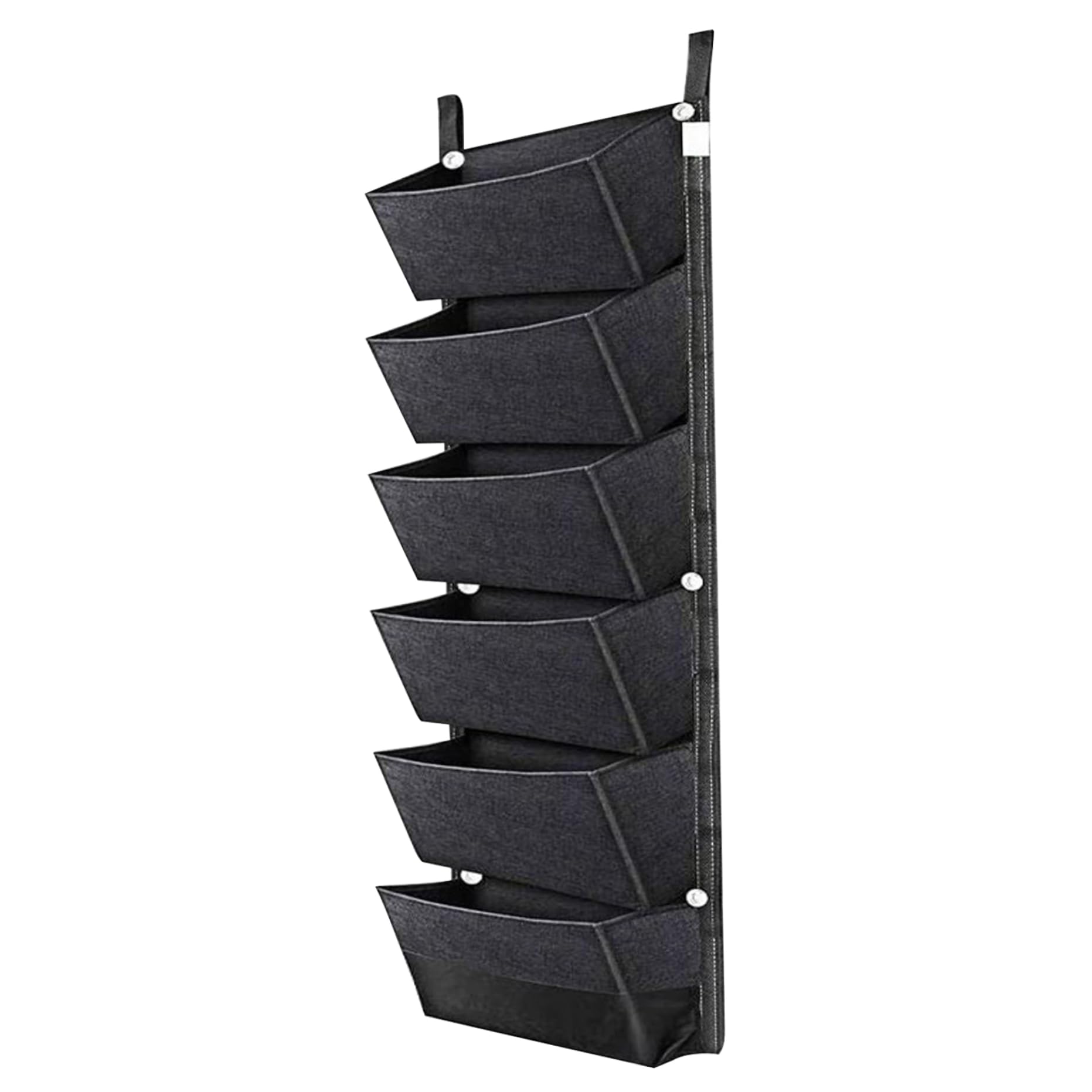 Hanging Grow Bags Planting Bag with 6 Pockets Vertical Garden Wall Planter Waterproof Plant Grow Bags Wall Mounted Fabric Pots for Balcony Black