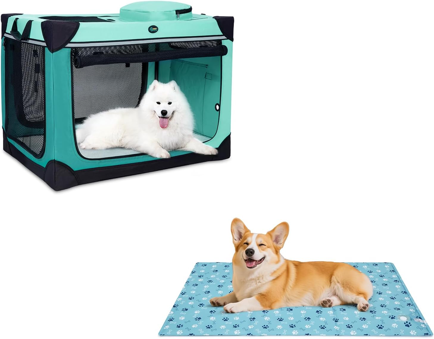 Ownpets 36inch Collapsible Dog Crate and Dog Cooling Mat 39"x23", Large