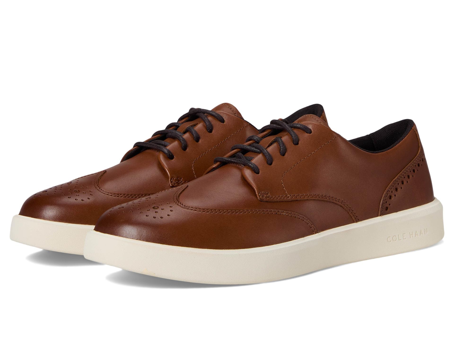 Cole Haan Men's Grand Crosscourt Daily Wingtip Sneakers, British Tan Dark Chocolate Ivory, 12 UK