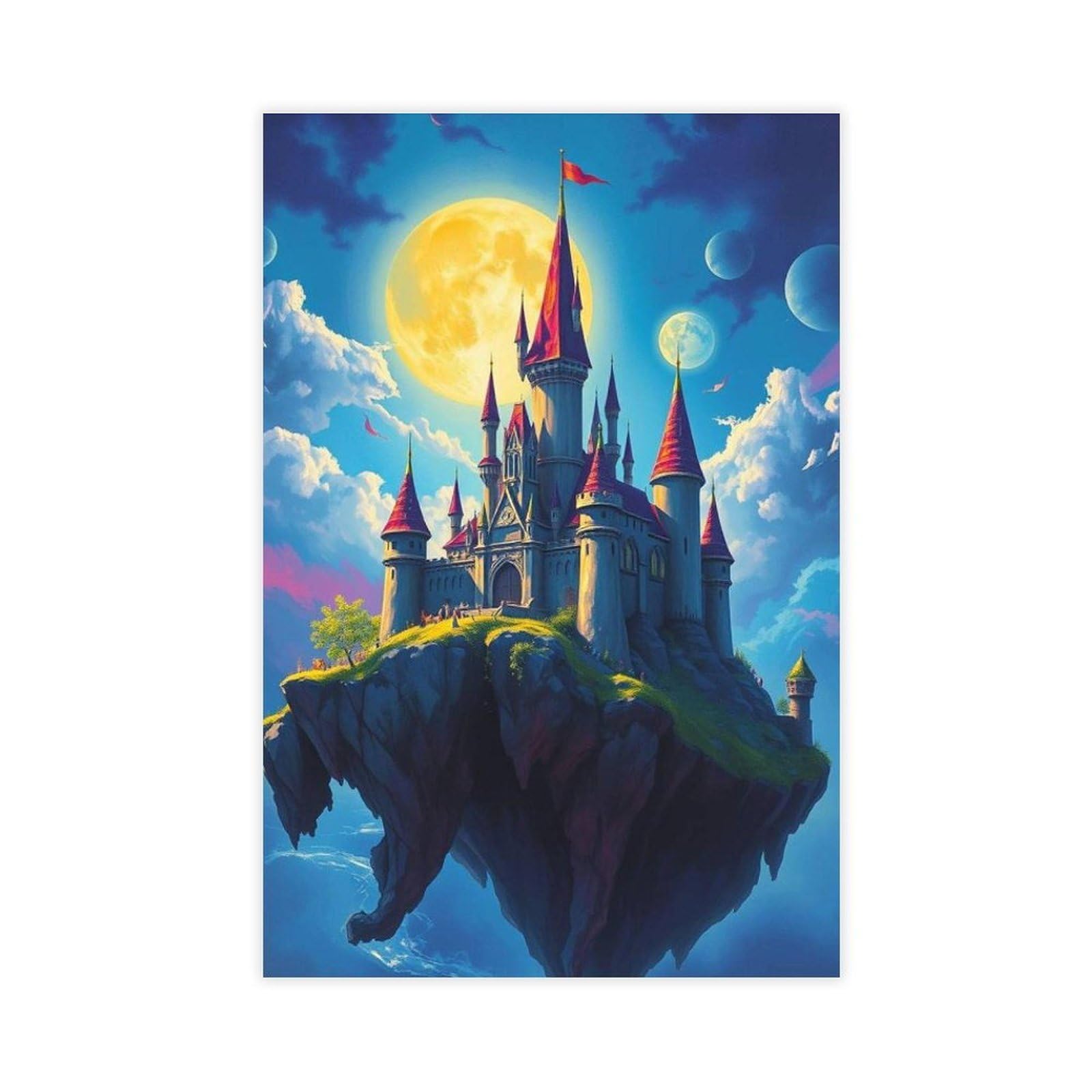Floating Fantasy Castle Poster Canvas Poster for Dorm Room Decor Gift