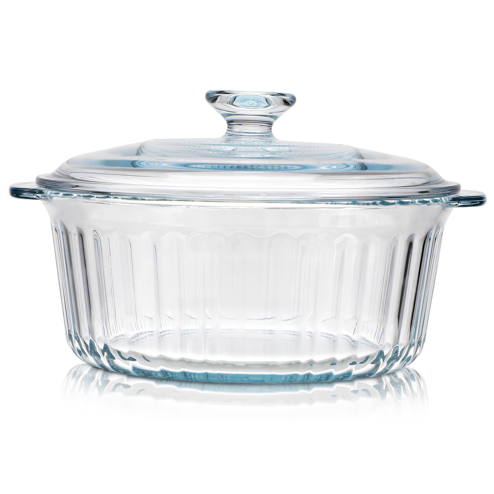 Sosoport Glas casserole Rund mit Deckel Hitzebeständig Gleichmäßige Wärmeverteilung Borosilikatglas Auflaufform zum Schmoren Kochen und Servieren Mikrowellengeeignet Elegantes Design