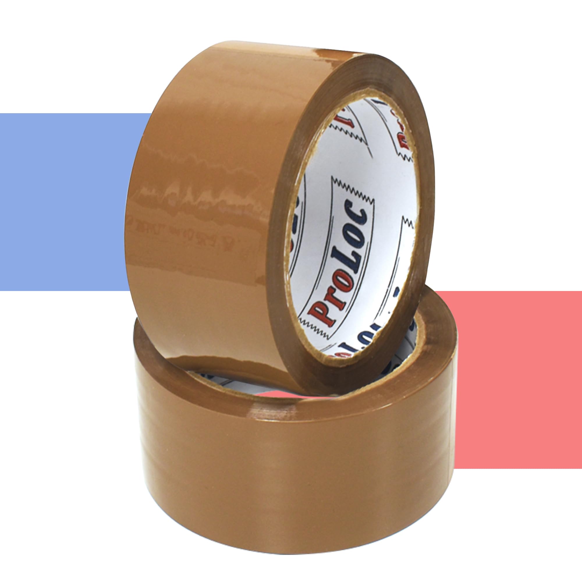 ProLoc Low Noise Packaging Tape (48mm x 66m) - Pick Colour & Qty - 2 inch Wide Strong Multipurpose Packing Tape with Secure Seal & Silent Unwind for Packing Boxes & Moving House (Brown, 2 Rolls) — image 1