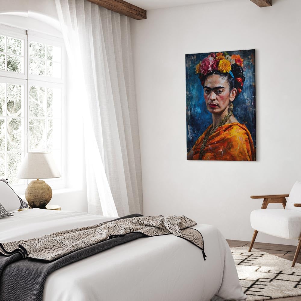 murando - Quadro Acustico Frida Kahlo 40x60 cm 1 Pezzo schiuma acustica Quadri Moderni - Stampa su Tela Pannelli Fonoassorbenti Decorativi Decorazione da Parete Floreale Blu h-H-10044-b-a