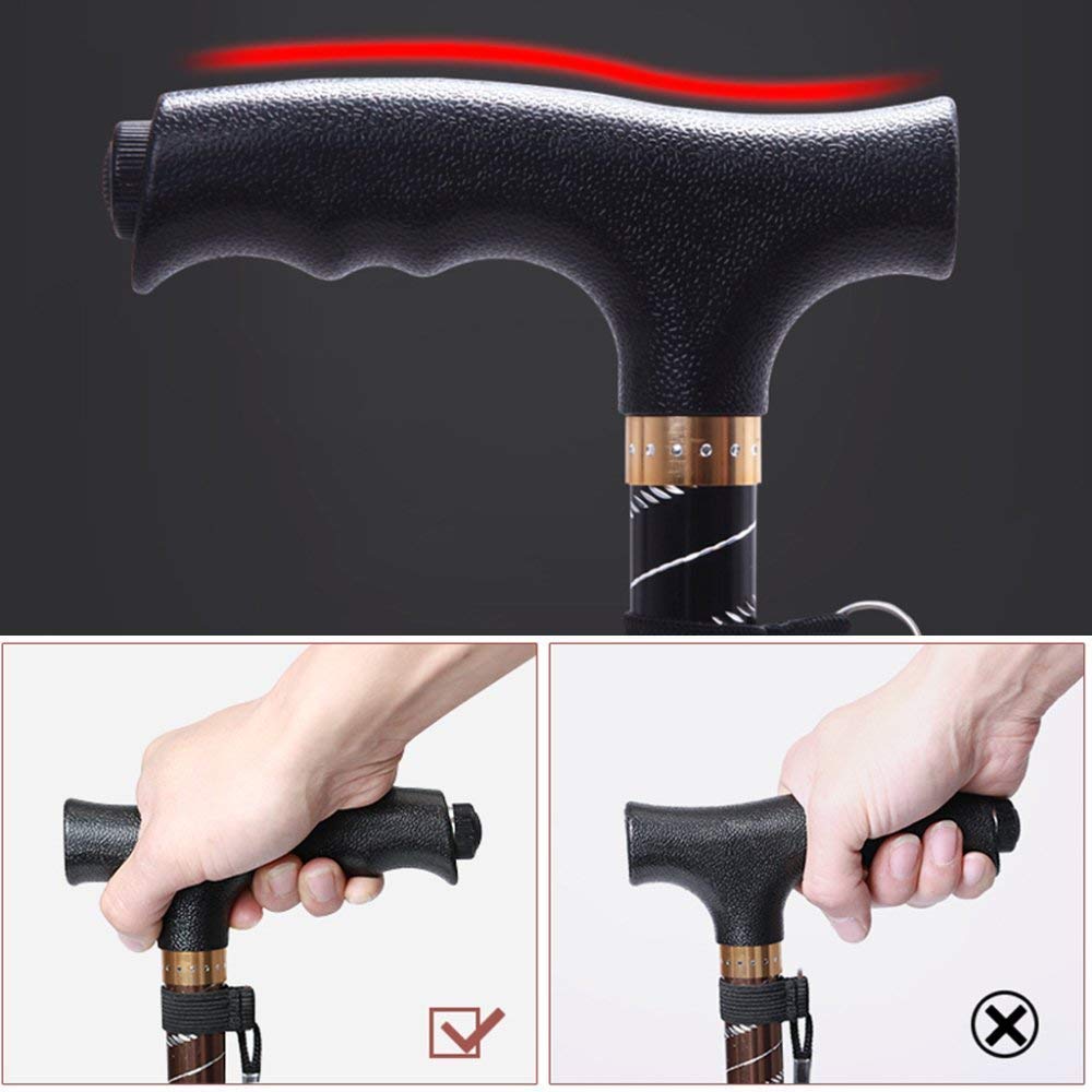 MObyat Andador para Ancianos,Bastón Anciano Bastón De Cuatro Pies Espesar Aleación De Aluminio Bastón para Ancianos Altura Ajustable Andador Ajustable, Sin Luz, Cobre Práctico