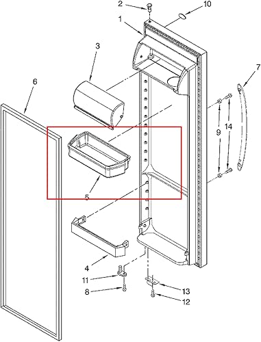 Miniatura 2 de Reemplazo del cubo del estante de la puerta para el refrigerador Whirlpool WRS322FDAM01 ED5PVEXWS08 ED25RFXF ED5FVGXWS01 WSF26C3EXF01 WRS322FDAM00