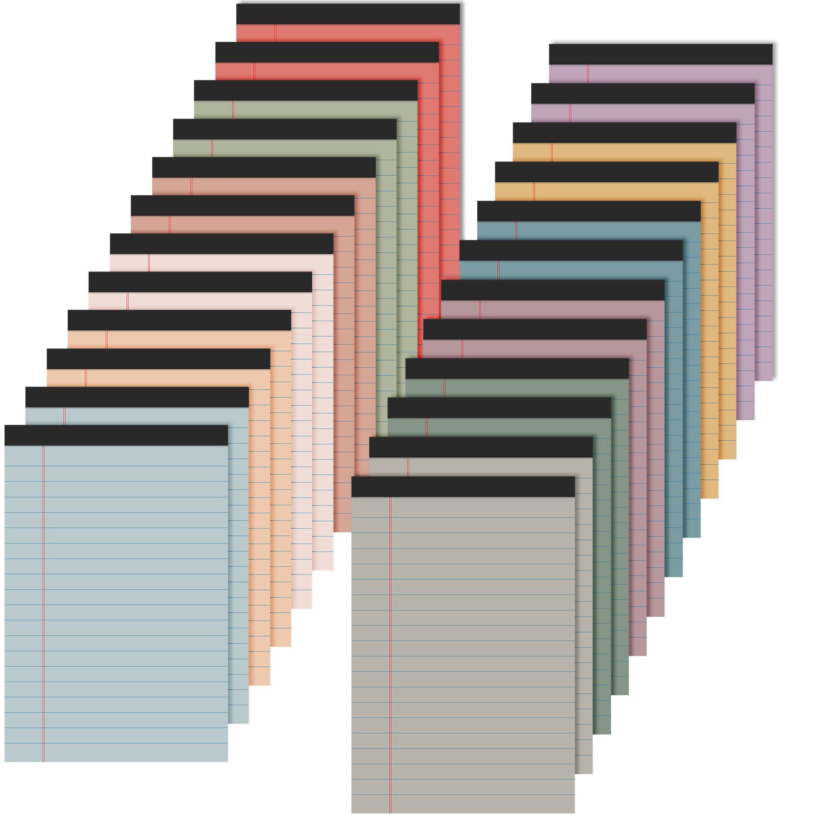 Lincia 24 Pcs 4" x 6" Legal Pad Writing Notepads Small Legal Pad College Ruled 30 Sheets Multiple Color Lined Note for Work 80 Gsm Paper for Grocery