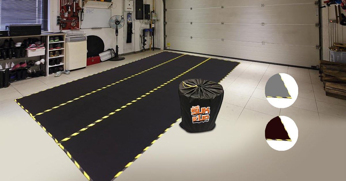 Just Suk It Up™, Garage Mat, All-Season Full-Floor Size, 8FT x 14FT x 1/2-IN Thick, Black (Also Available in Grey and Brown Colors) : Automotive