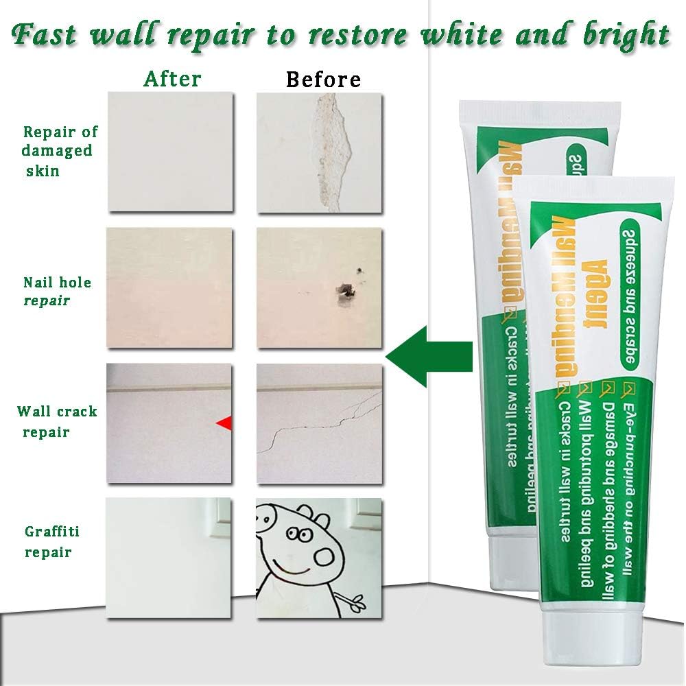 Wall Repair Paste, Drywall Patch, Wall Mending Agent Drywall Repair Putty Quick & Easy to Fill The Holes and Crack, Self-Adhesive Kit for Wall, Wood & Plaster Surface Repair(100g) (3 Pcs) - - 