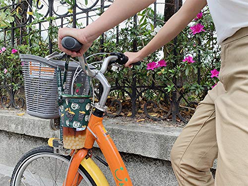 Image of Portable Coffee & Boba Cup Holder w /Straw Loop (Coffee Pattern Green)
