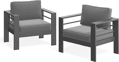 Miniatura 3 de Wisteria Lane Patio Furniture - Sillón de metal, juego de 2, sillas de metal para exteriores con cojines mejorados, sofá individual para todo tipo