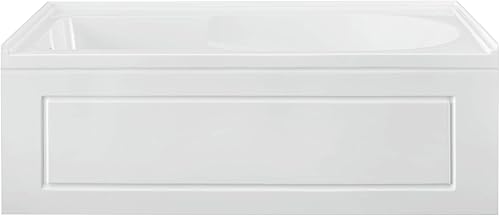 Bastille 60 pulg. x 32 in. Acrílico Blanco Brillante, Alcove, Integral, Drenaje Izquierdo, Bañera Delantal