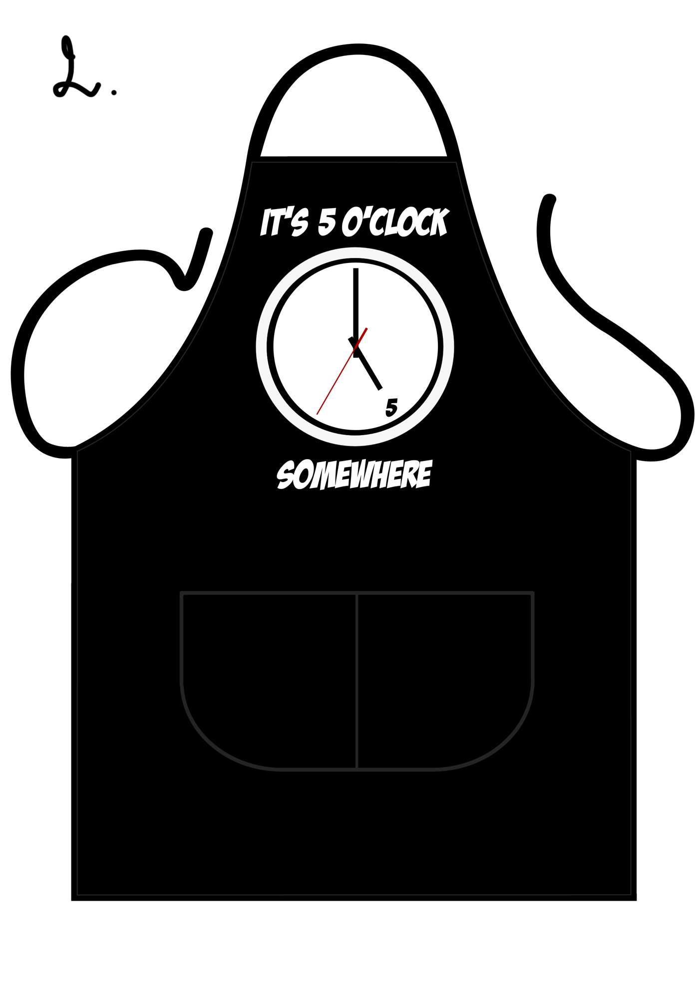Iconic Aprons It's 5 O'clock Somewhere Apron, Polyester-Cotton, Multi-Colour, 90 x 69 x 0.1 cm