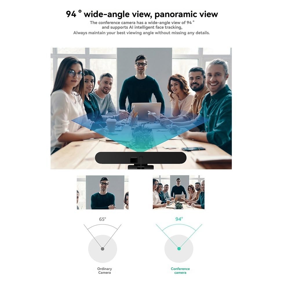 Cámara USB 4K Cámara Web Cámara de Videoconferencia con Micrófono y Altavoz Seguimiento con IA Enfoque Automático Captación de Voz de 360°