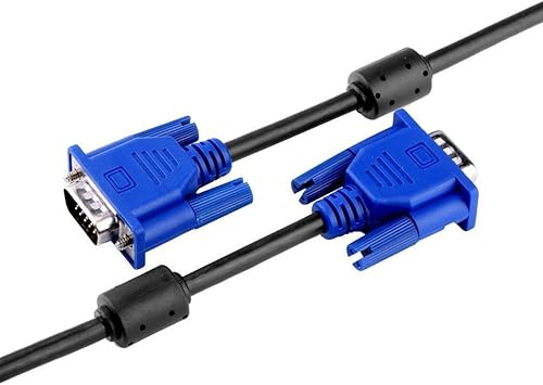 15Pin 5FT chapado en oro DB15 VGA macho a macho Cable de monitor VGA a VGA, HD Azul 4.9 ft