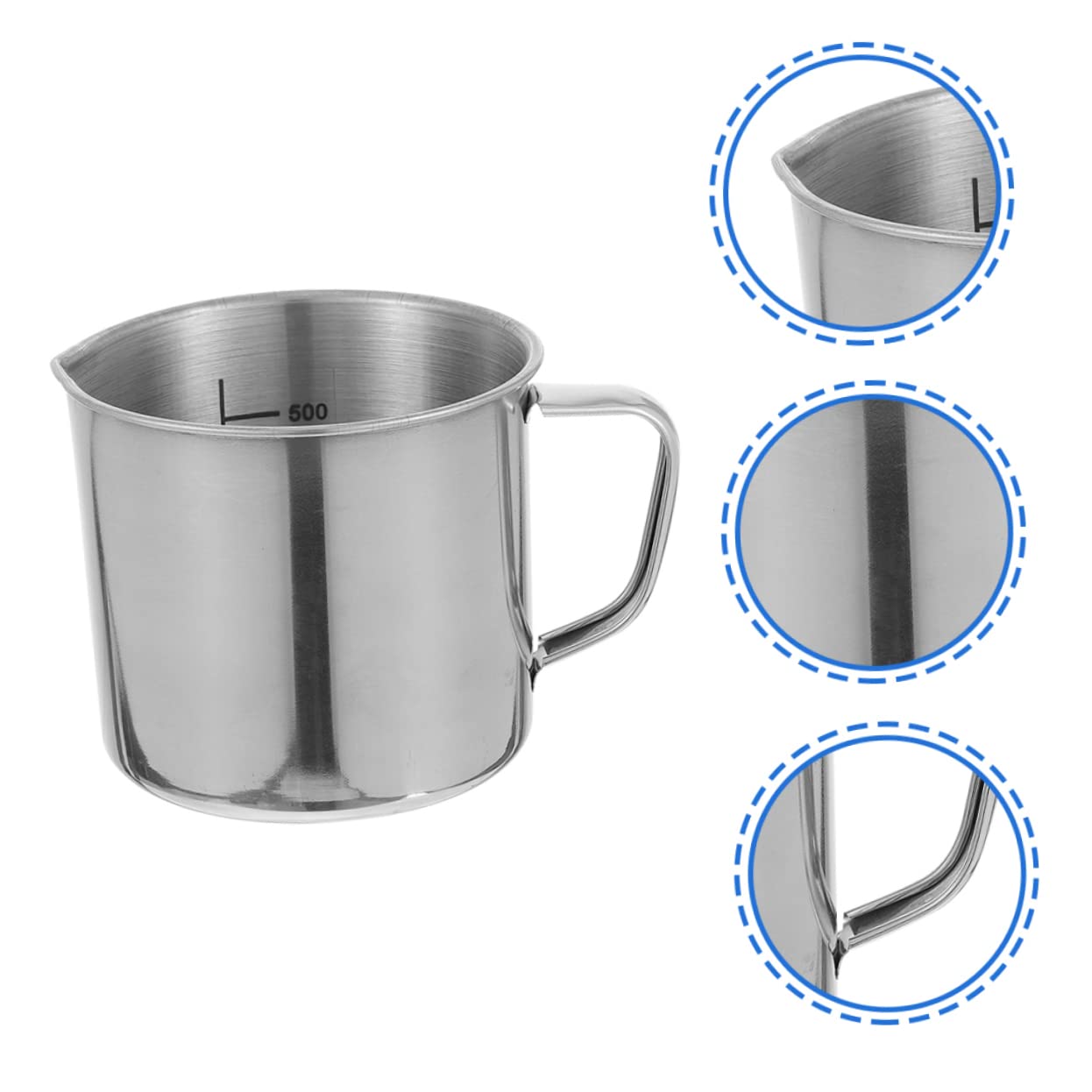 MUCKLILY Stainless Steel Measuring Cup 500ml Lab Beaker Scale Chemistry Measuring Cup for Mixing