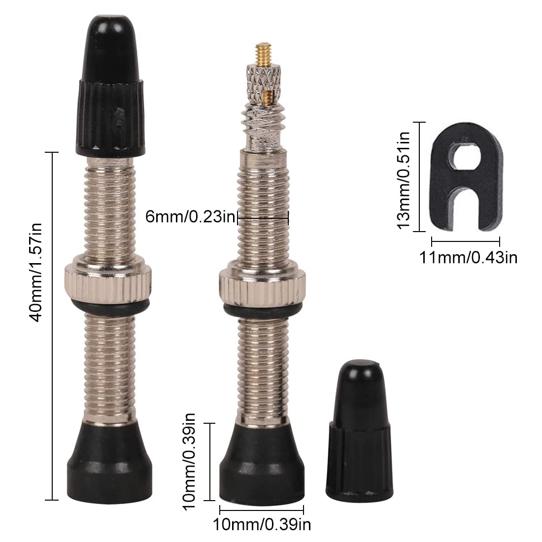 2 Valvole Presta Tubeless Per Bici - 40 Mm - Con Rimuovi Nucleo - Leggere E Resistente - Argento - Foto 13