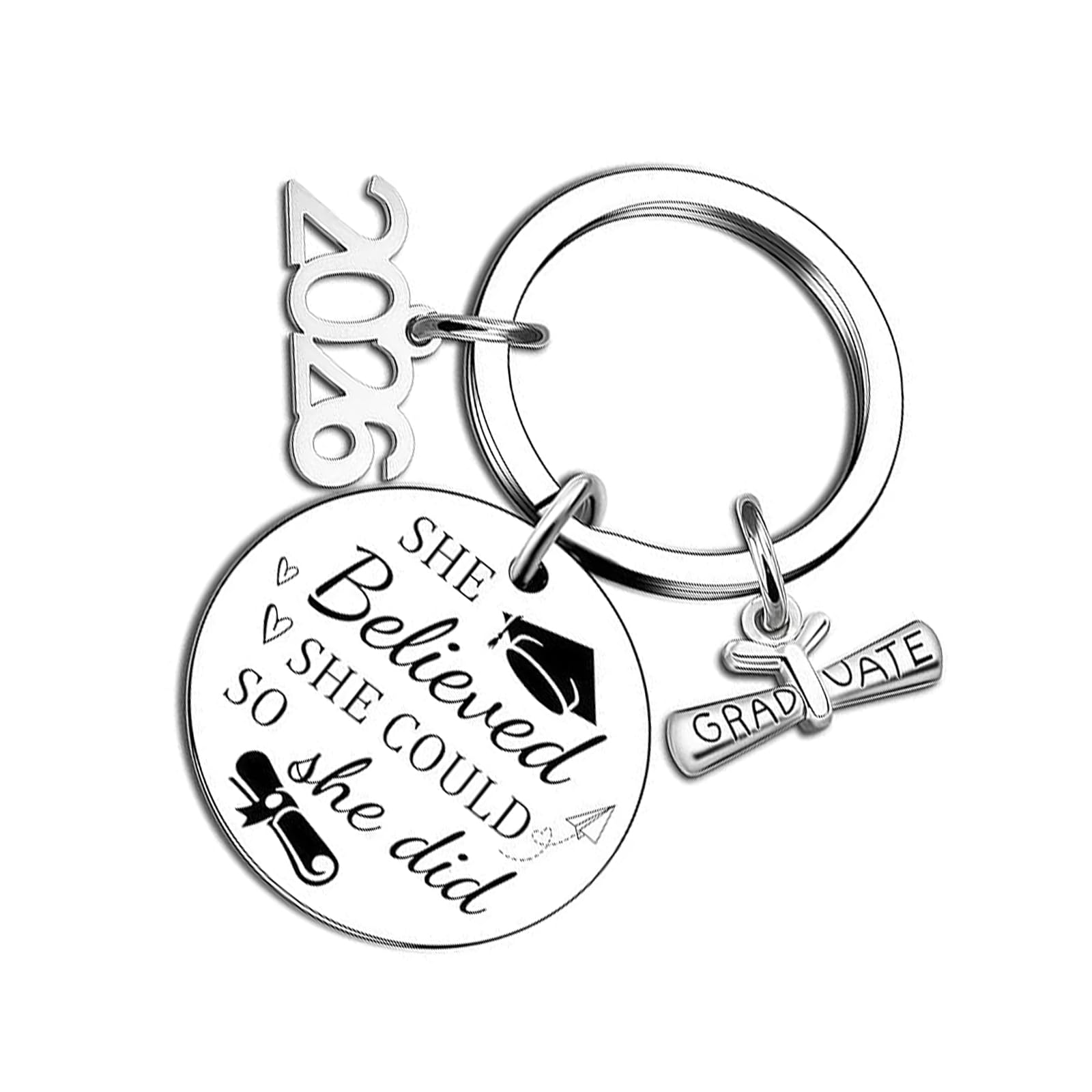 CEEGEWW Class of 2026 Graduation Gifts,Stainless Steel Graduation Keyring,Gifts for College Girls Class of 2026,High School College Senior Best Friends Daughter,Grade Congratulations Creative Gift