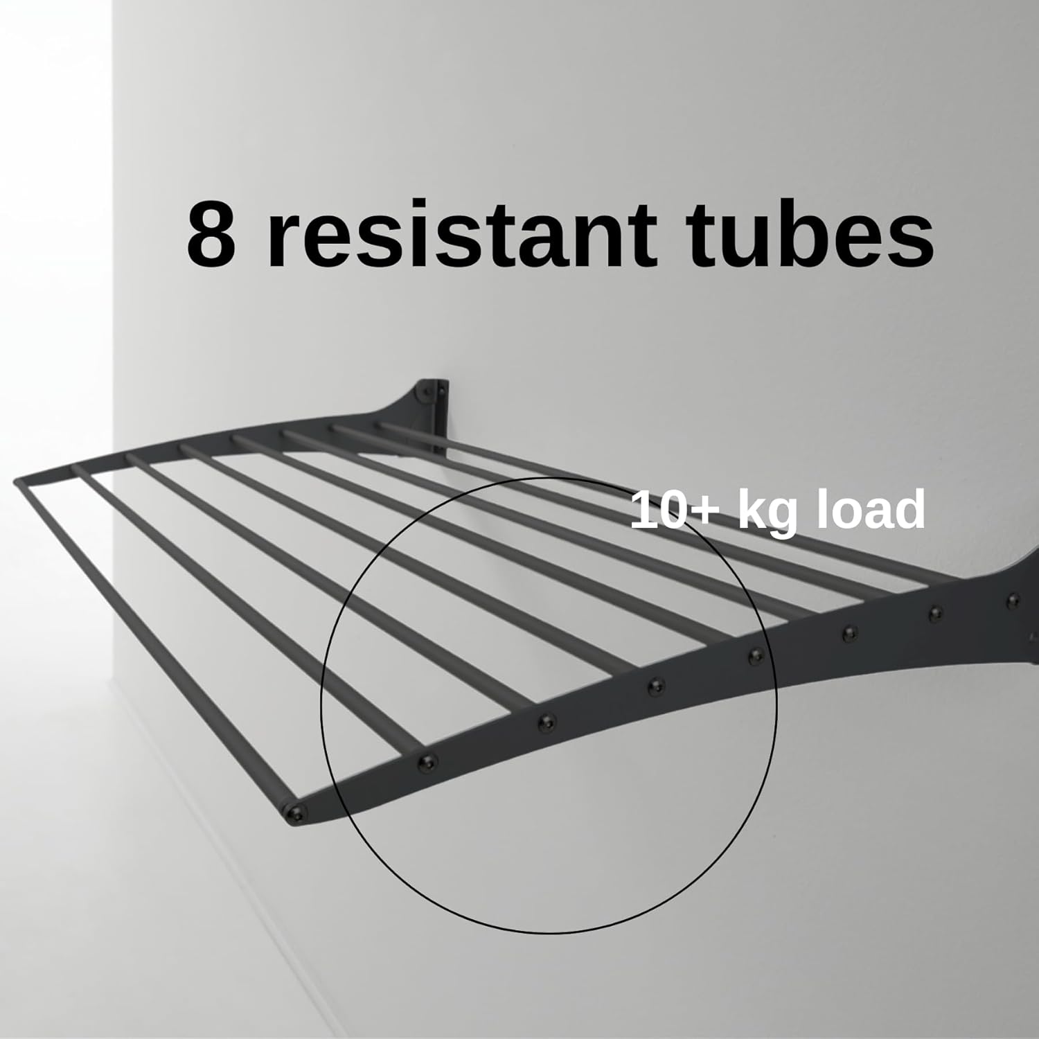 foxydry Fold, Wall Drying Rack, Vertical Drying Rack for Indoor and Outdoor Aluminium and Steel (Black, 118 cm / 46.45 in)