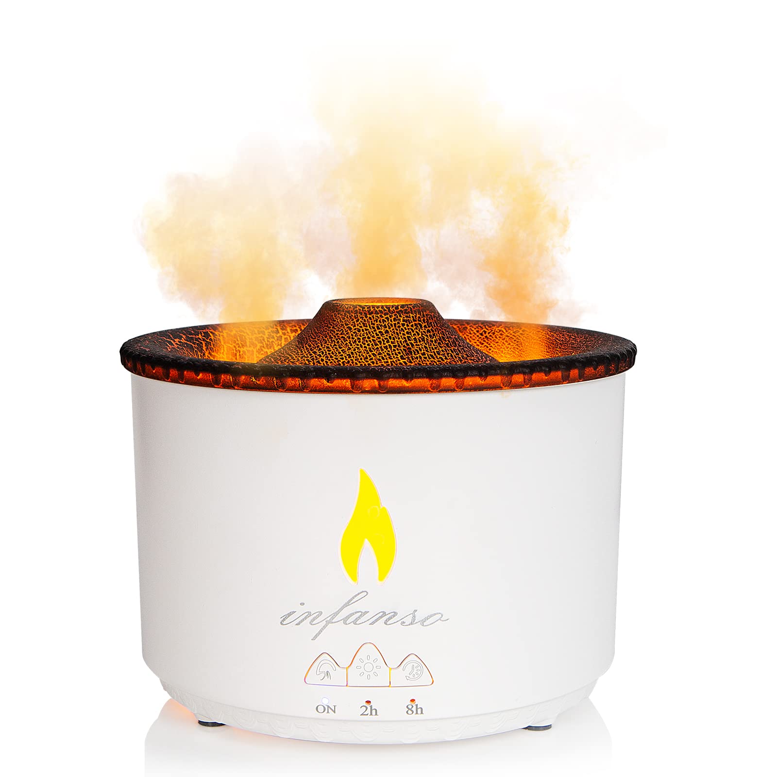 InFansoEssential Oil Diffuser Aromatherapy Diffusers Volcano Humidifier for Home Bedroom Spa Office Yoga 360ML Flame Diffuser with 2 Mode, Timer, Auto-Off Protection and Adjustable Fog Knob