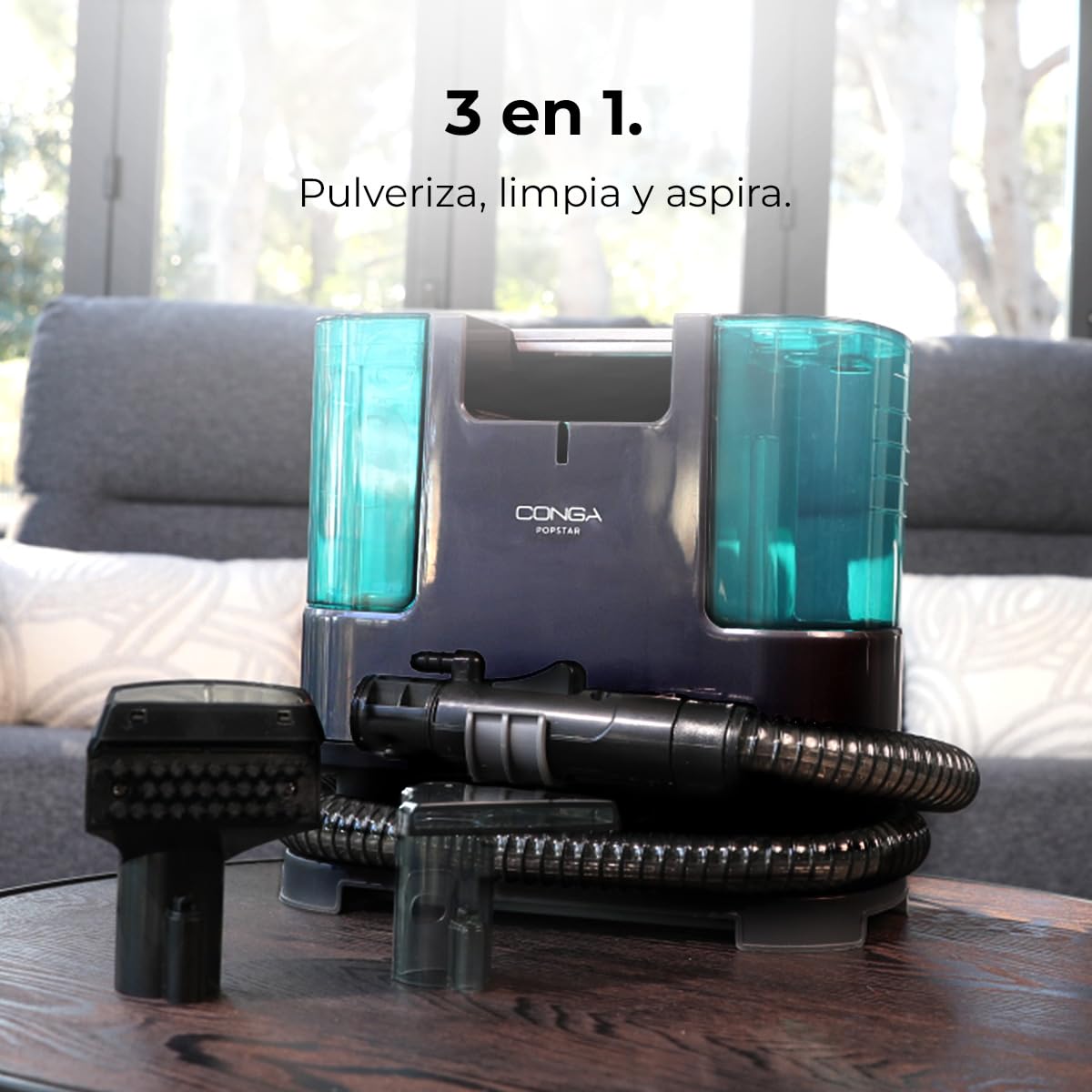 Cecotec Aspirador de Tapicerías Conga Popstar 3000 CarpetClean. 400 W, 2 Depósitos -1 de Agua Limpia y 1 de Sucia-, Pulverizador de Agua, Radio de acción 6 m, Longitud de la Manguera 1,2 m — view 2