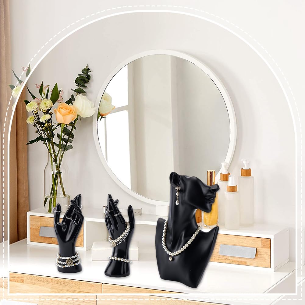 Grand Buste Porte-bijoux Décoré Fleurs - Présentoir à Bijoux Vintage Et Romantique