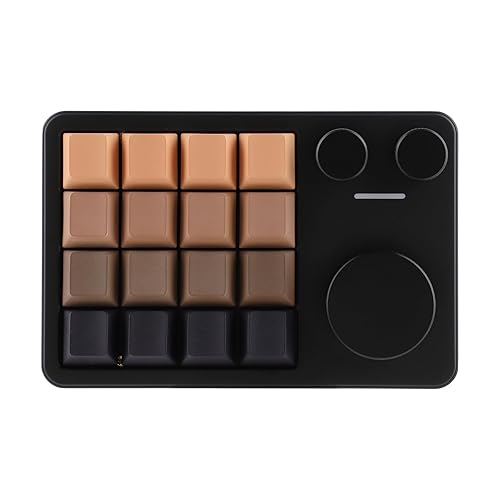 KiiBoom Cybrix 16 VIA Programmable Macro Pad - 16 Keys + 3 Knobs, Type-C Wired Aluminum Numpad, Hot-Swappable PCB, RGB Backlight, Lightweight & Portable Numeric Keypad for Windows & Mac (Black)