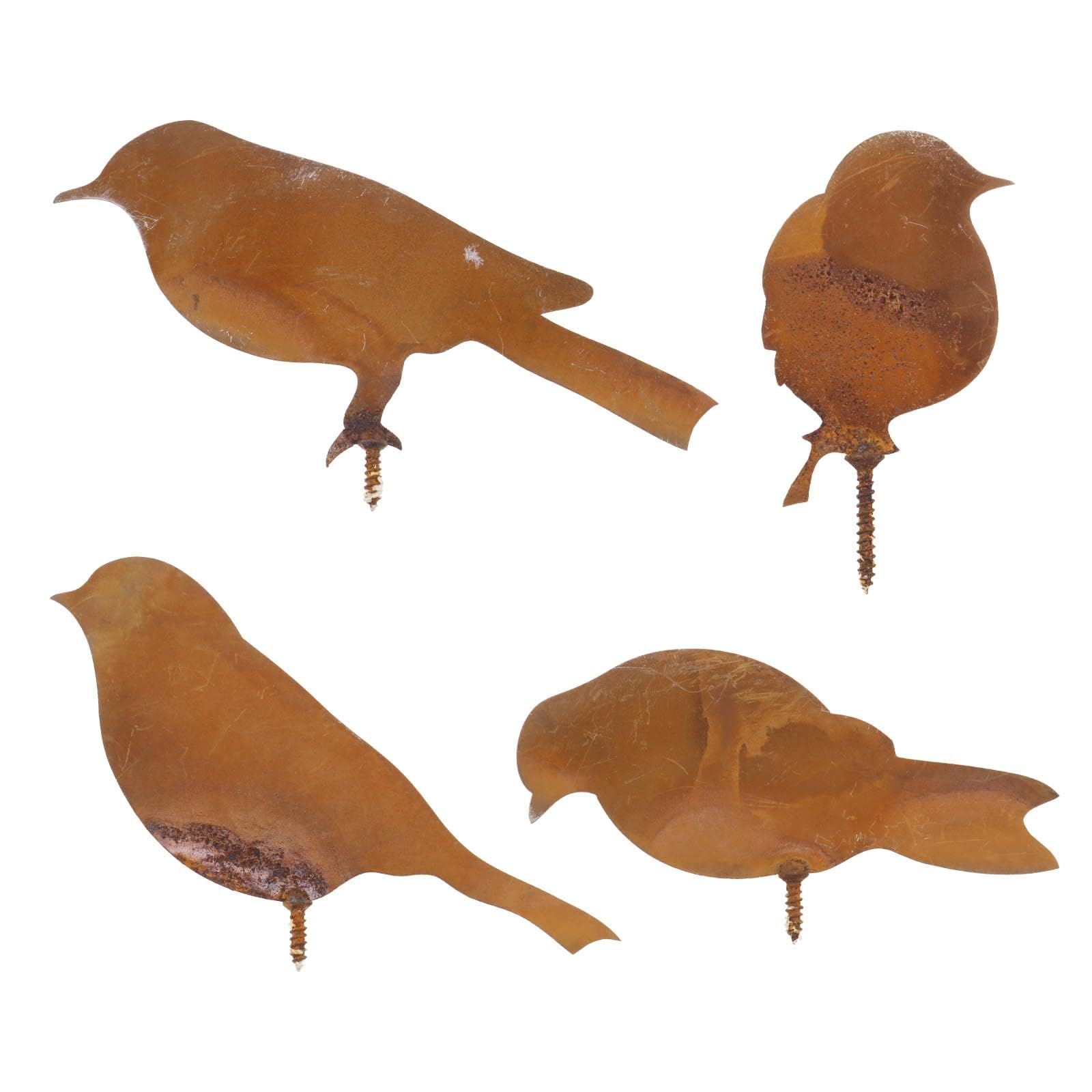 KOWVOWZ 4Pcs Rusty Metal Birds Rusty Birds Decoration Simulation Metal Bird Figurine for Garden Ornaments Home Decor Silhouette Outdoor