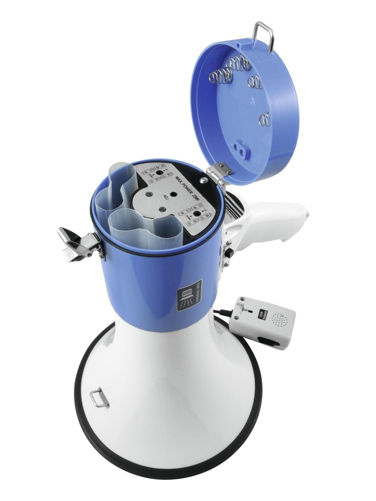 Omnitronic MP-25 Megaphon | Leistungsstarkes 25-Watt-Megaphon mit Sirene | Durch hochwertiges Kunststoffgehäuse (ABS) schlag- und kratzfest