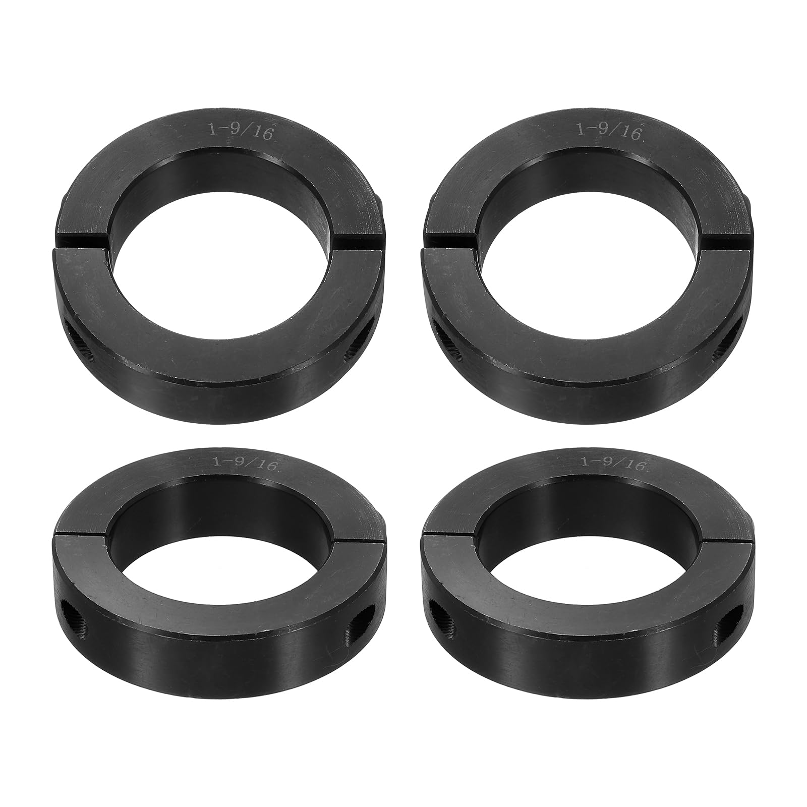 QUARKZMAN 4 Pezzi Doppio Collare A Scissione Per Albero Da 1-9/16", Collare Di Serraggio A Due Pezzi, Diametro Esterno 2-3/8", Larghezza 9/16" Acciaio Ossidato Nero, Stile Vite Di Serraggio