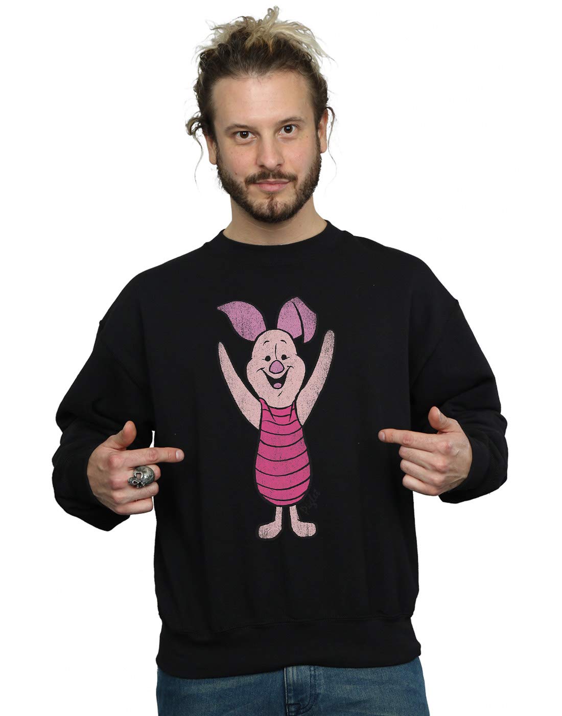 Absolute Cult Men's Black Disney Winnie The Pooh Classic Piglet Sweatshirt XX-Large